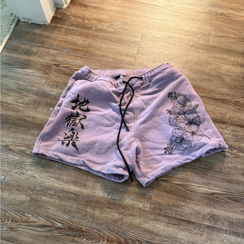 Purple Village Hidden In Iron Curse (Naruto) Fleece Shorts